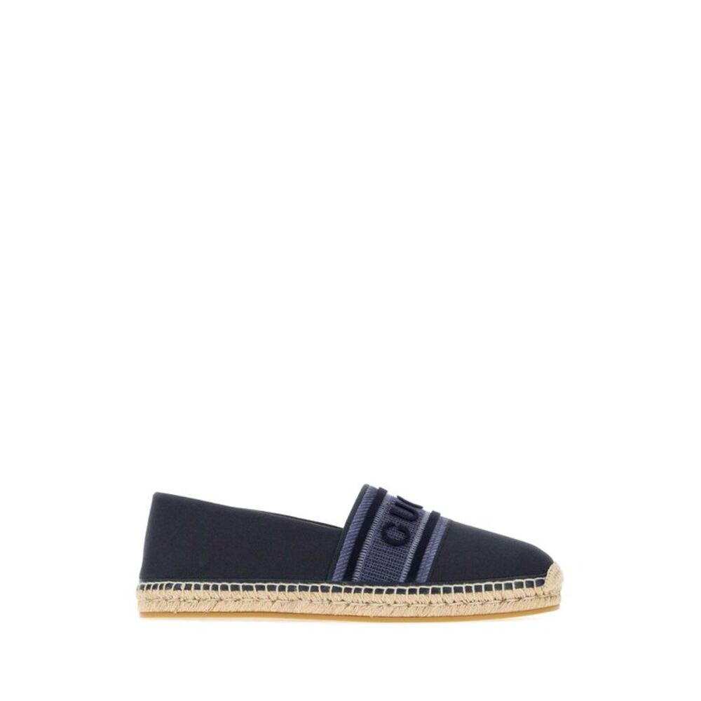 Gucci Men Navy Blue Canvas Espadrilles